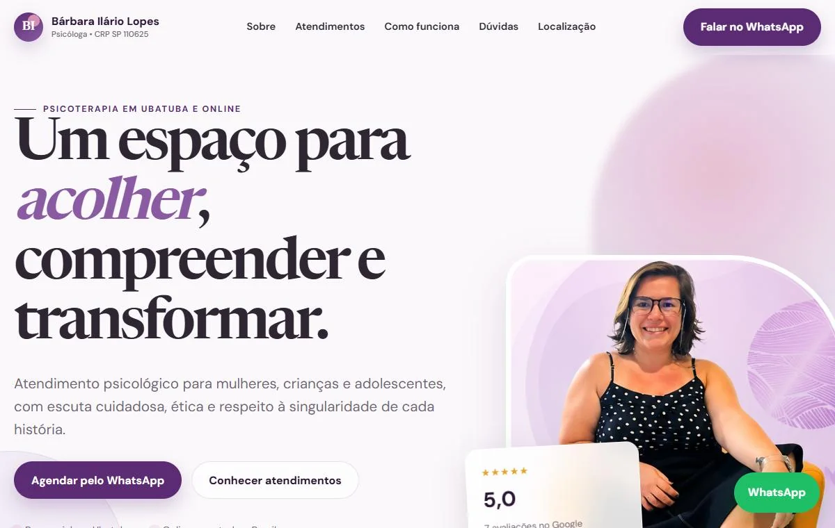 Prévia do site de Bárbara Ilário Lopes